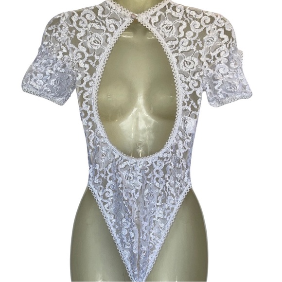 80’s Vintage Lingerie The Pleasure Company White Lace Beautiful Condition Size L - Picture 2 of 8